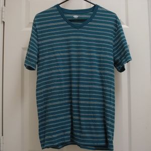 Old Navy Short Sleeve V-Neck Striped Shirt Sz M